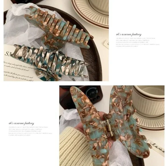 Large Hair Claw Clips Acrylic Tortoise French Butterfly Strong Hold Women Girls - Picture 6 of 8